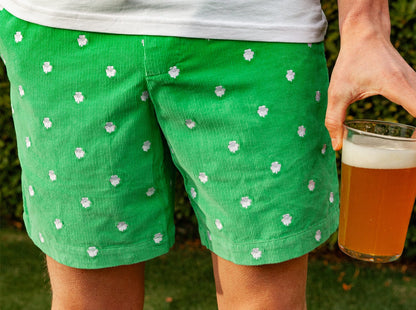 Cruiser Cord Shorts - Irish Green - Shamrock Emb