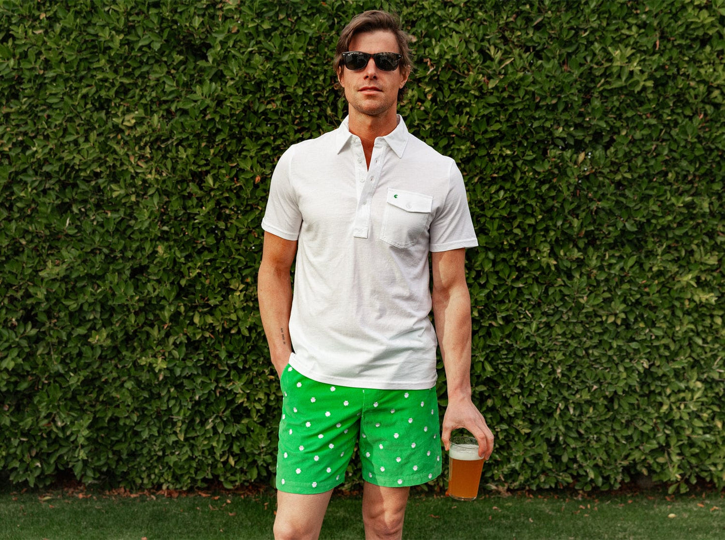 Cruiser Cord Shorts - Irish Green - Shamrock Emb