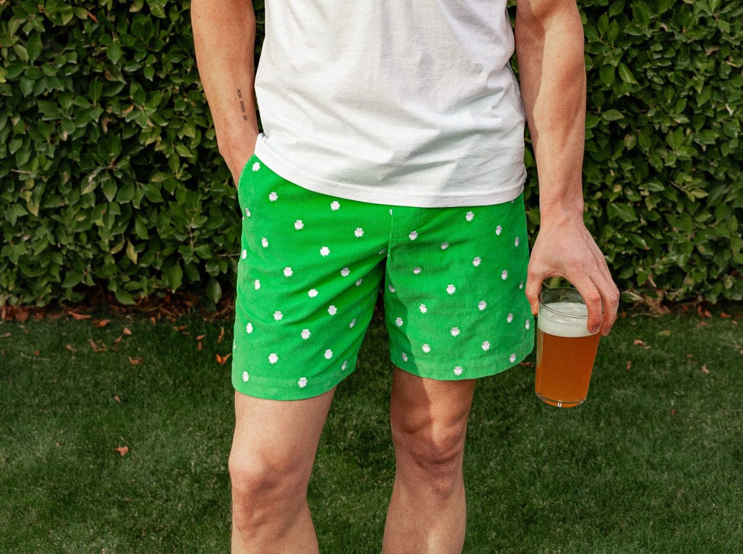 Cruiser Cord Shorts - Irish Green - Shamrock Emb