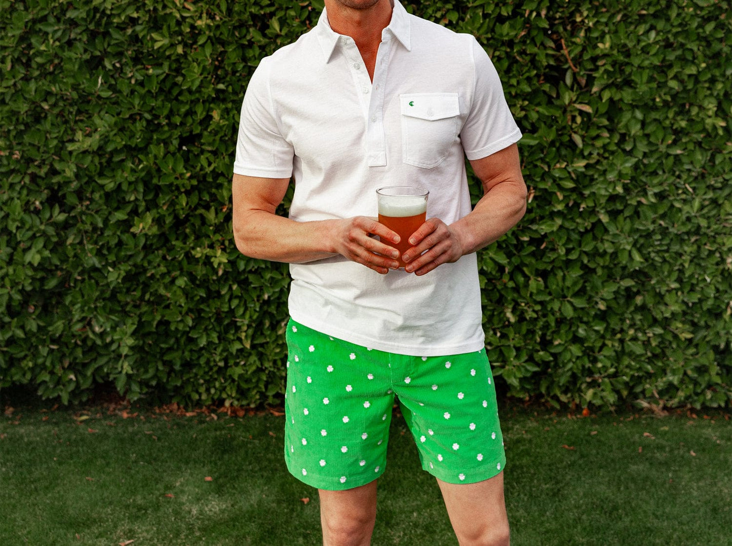 Cruiser Cord Shorts - Irish Green - Shamrock Emb