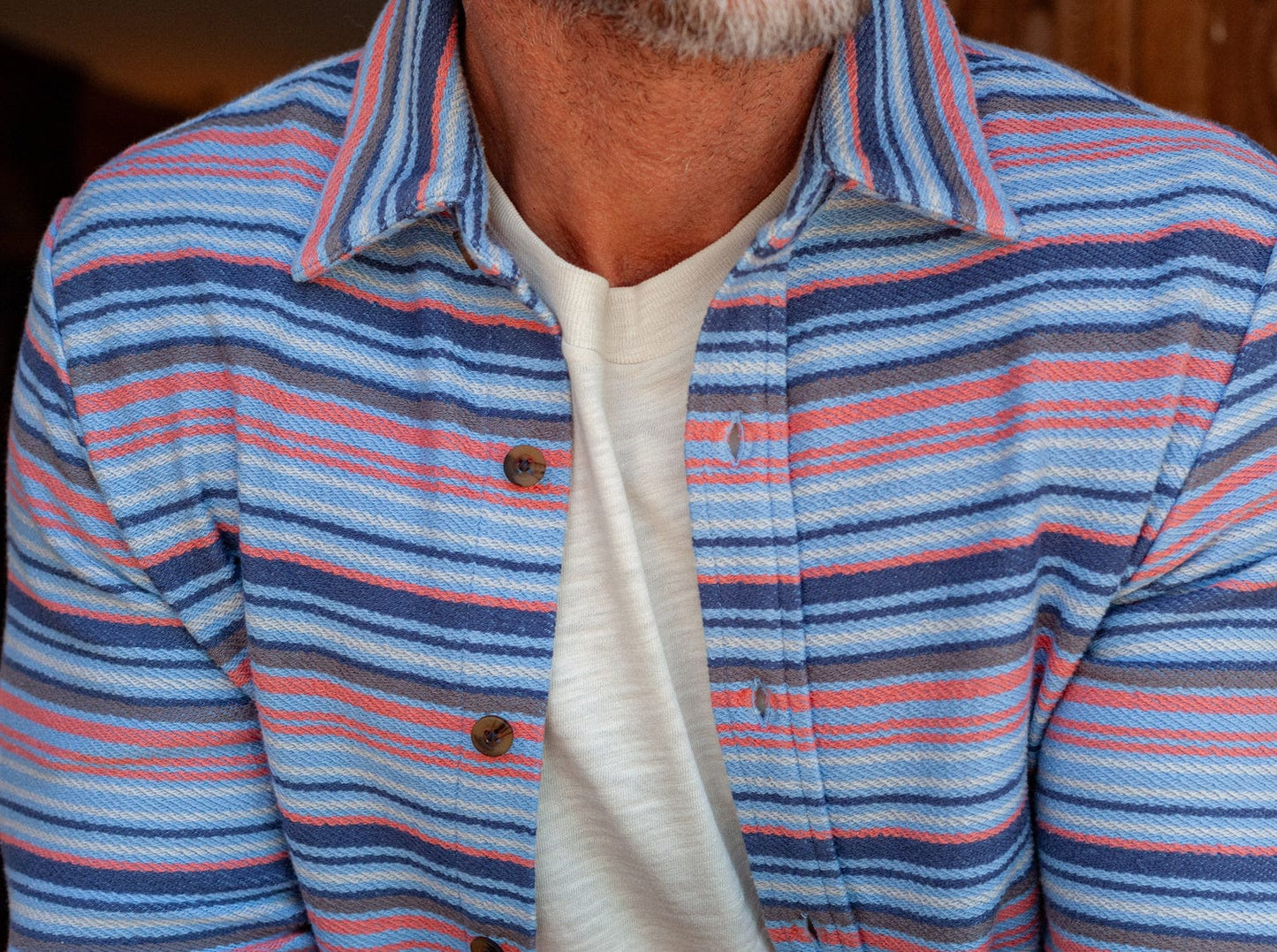 Mexicali Knit Overshirt - Blue Multi Stripe
