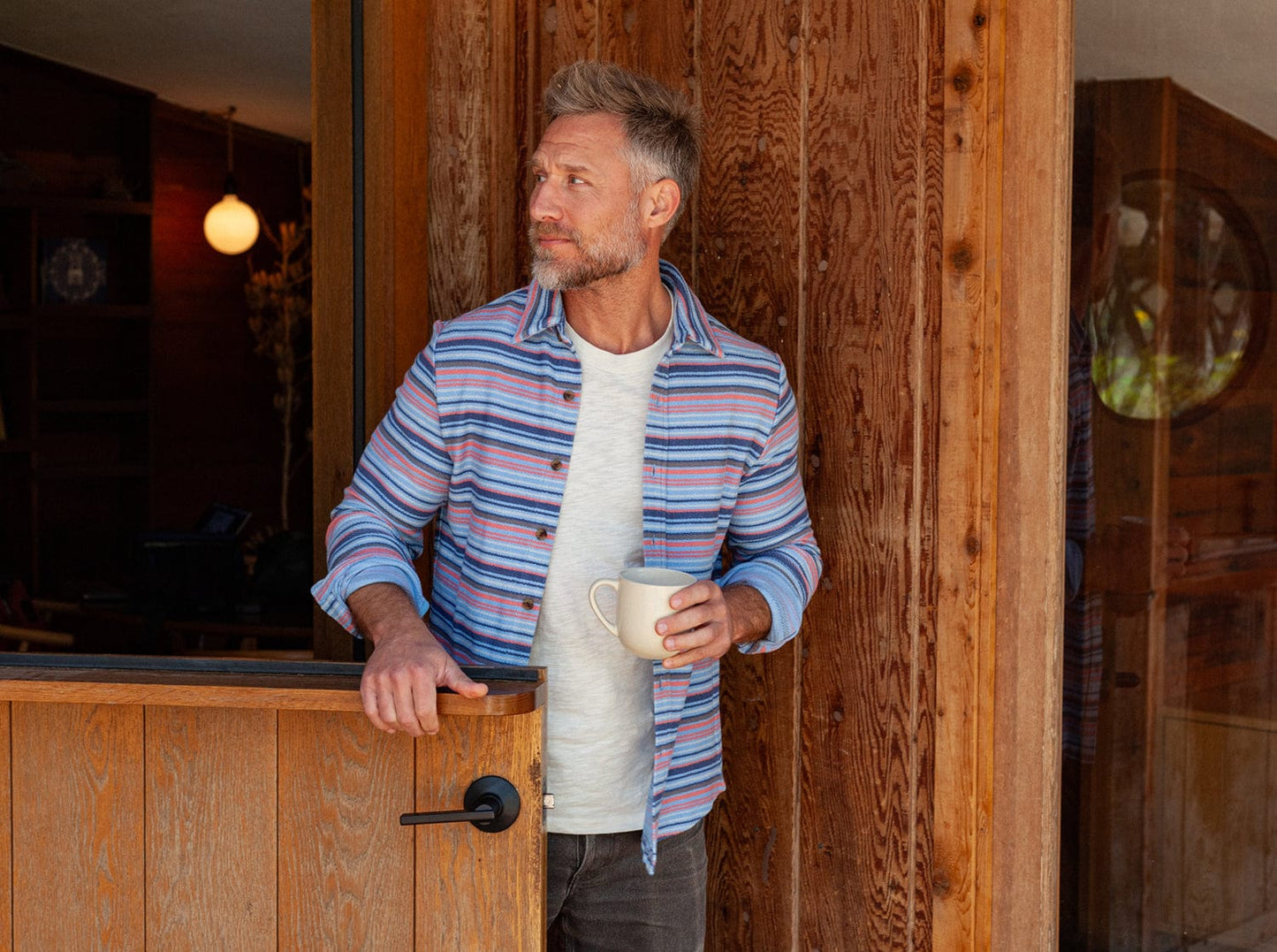 Mexicali Knit Overshirt - Blue Multi Stripe