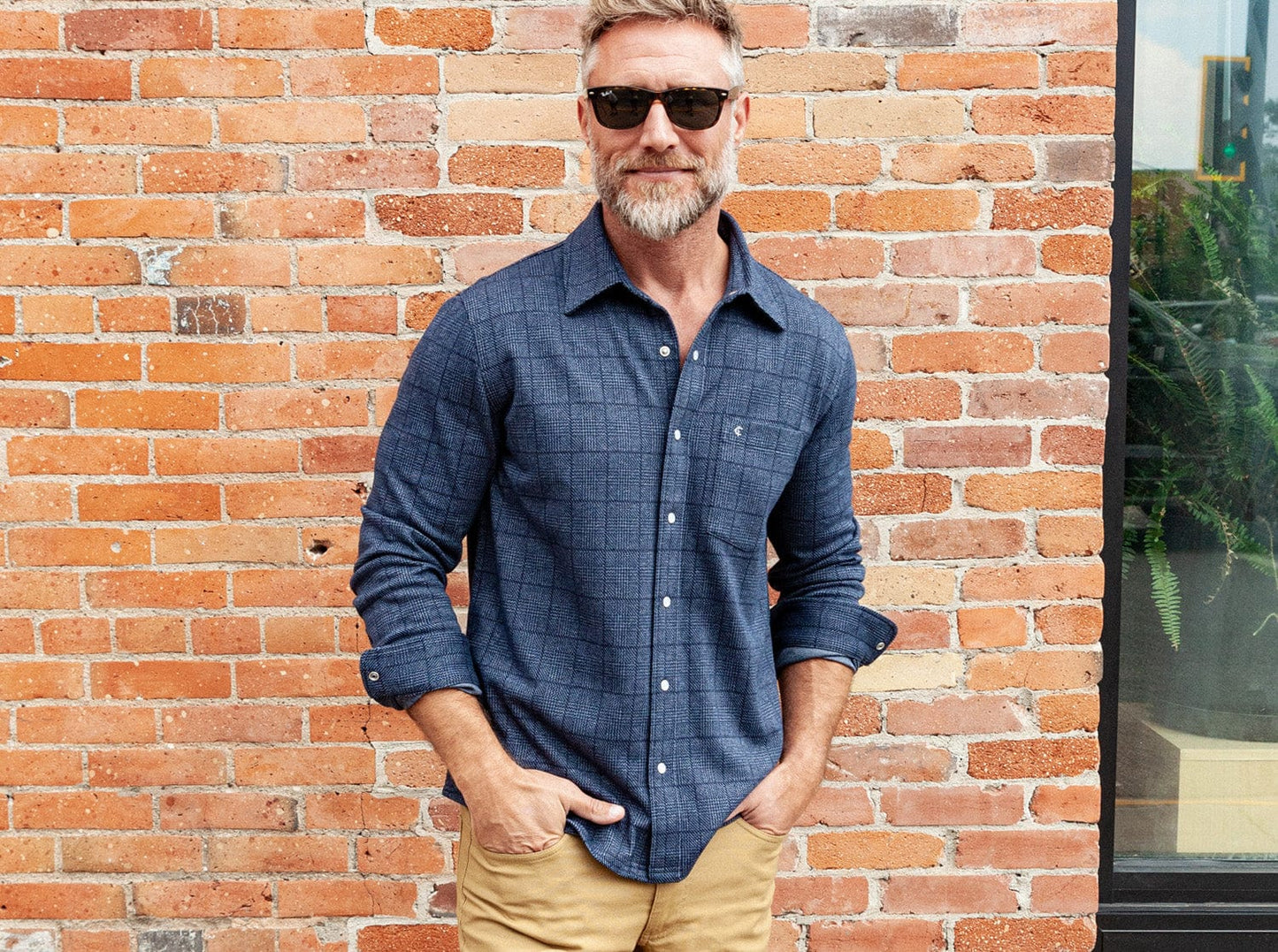 Chill-Knit Plaid Pearl Snap - Navy Jacquard