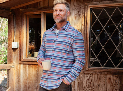 Mexicali Knit Overshirt - Blue Multi Stripe