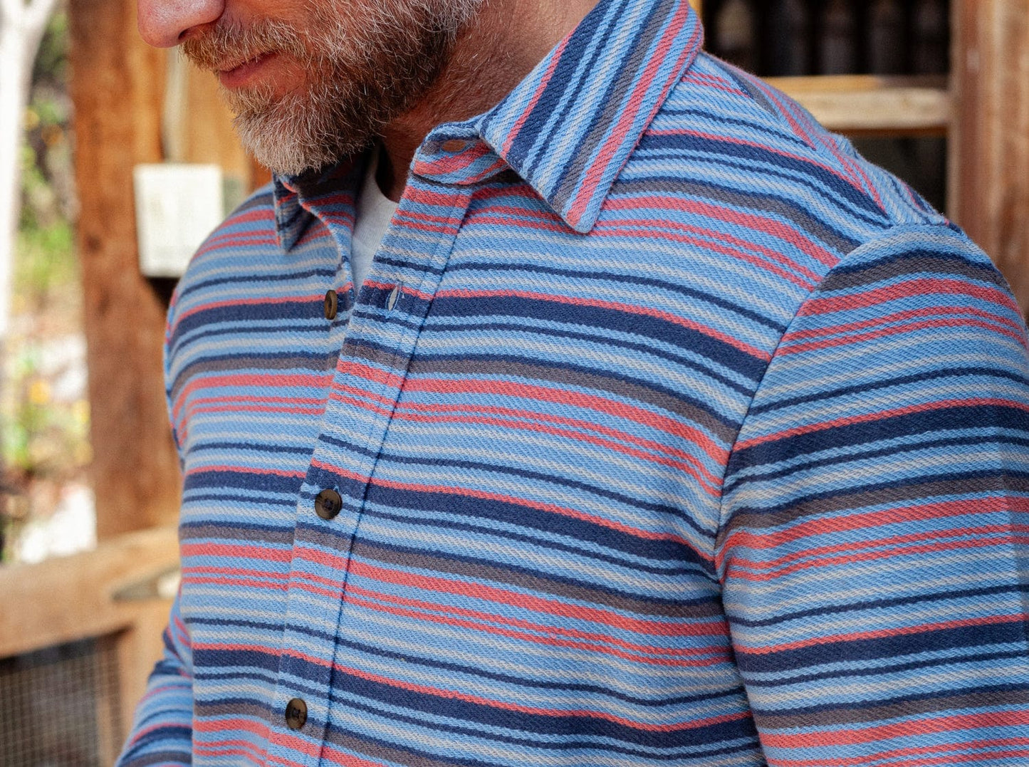 Mexicali Knit Overshirt - Blue Multi Stripe