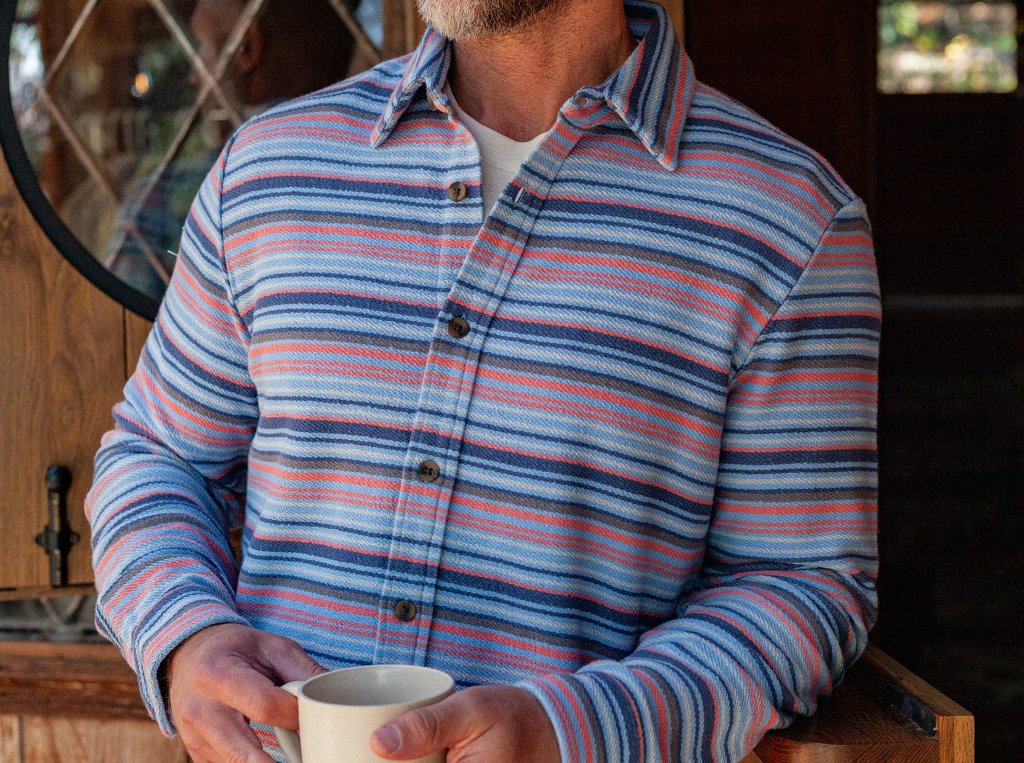 Mexicali Knit Overshirt - Blue Multi Stripe