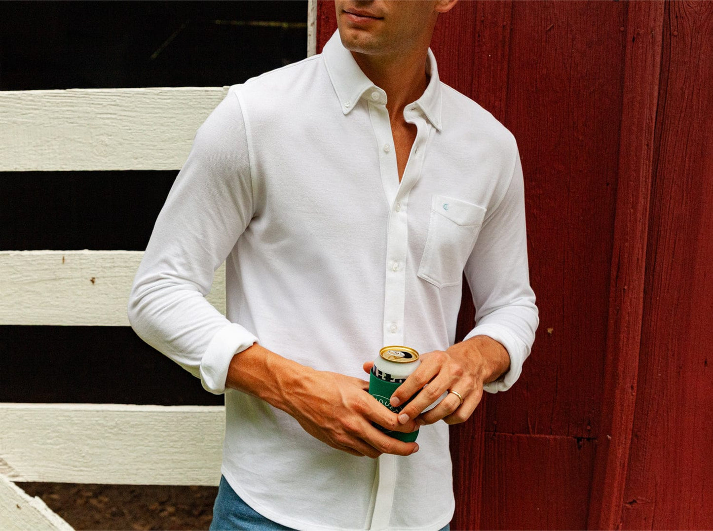Oxford Knit Button Down - White