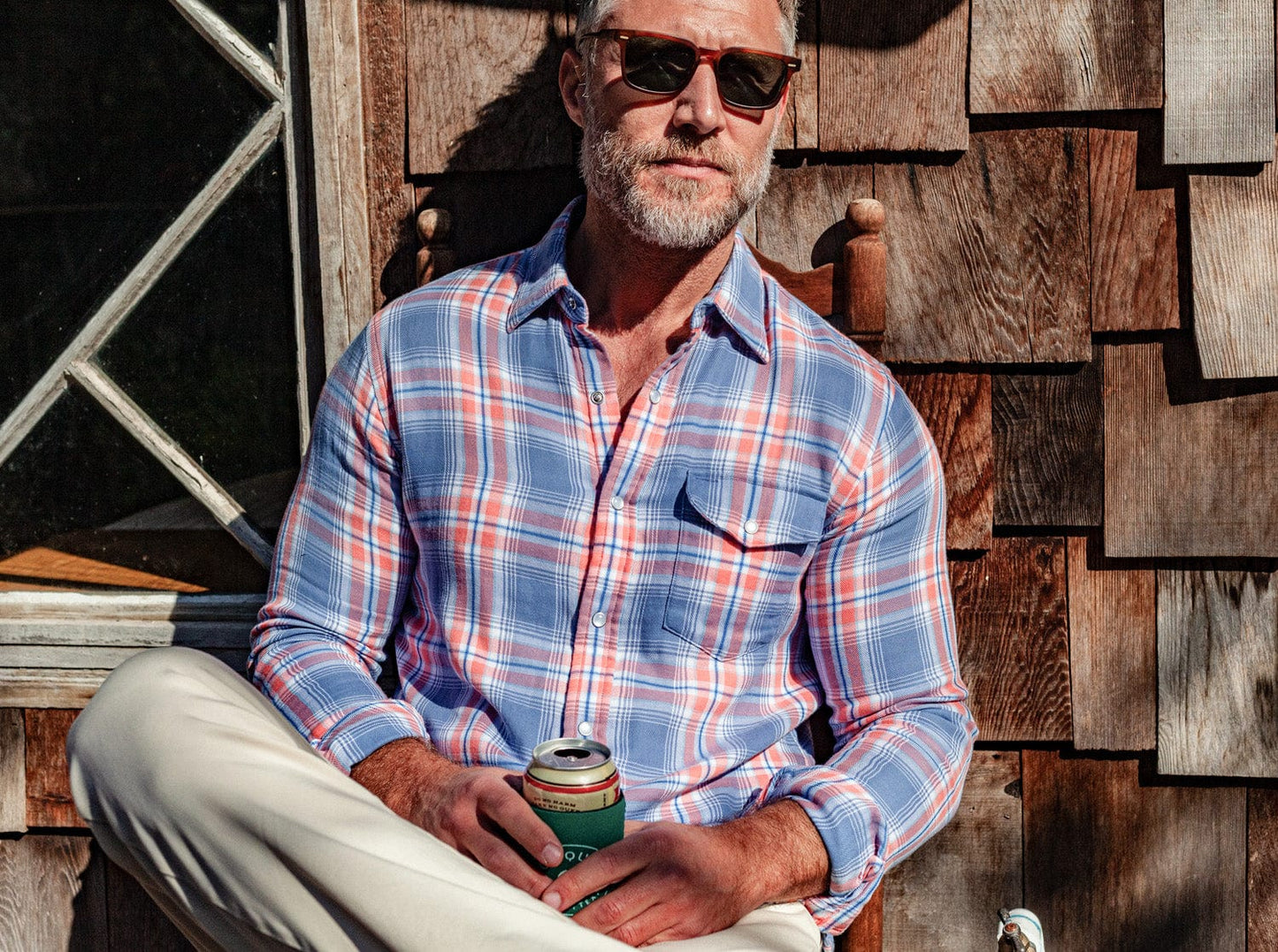 Double Cloth Flannel Pearl Snap - Sunset