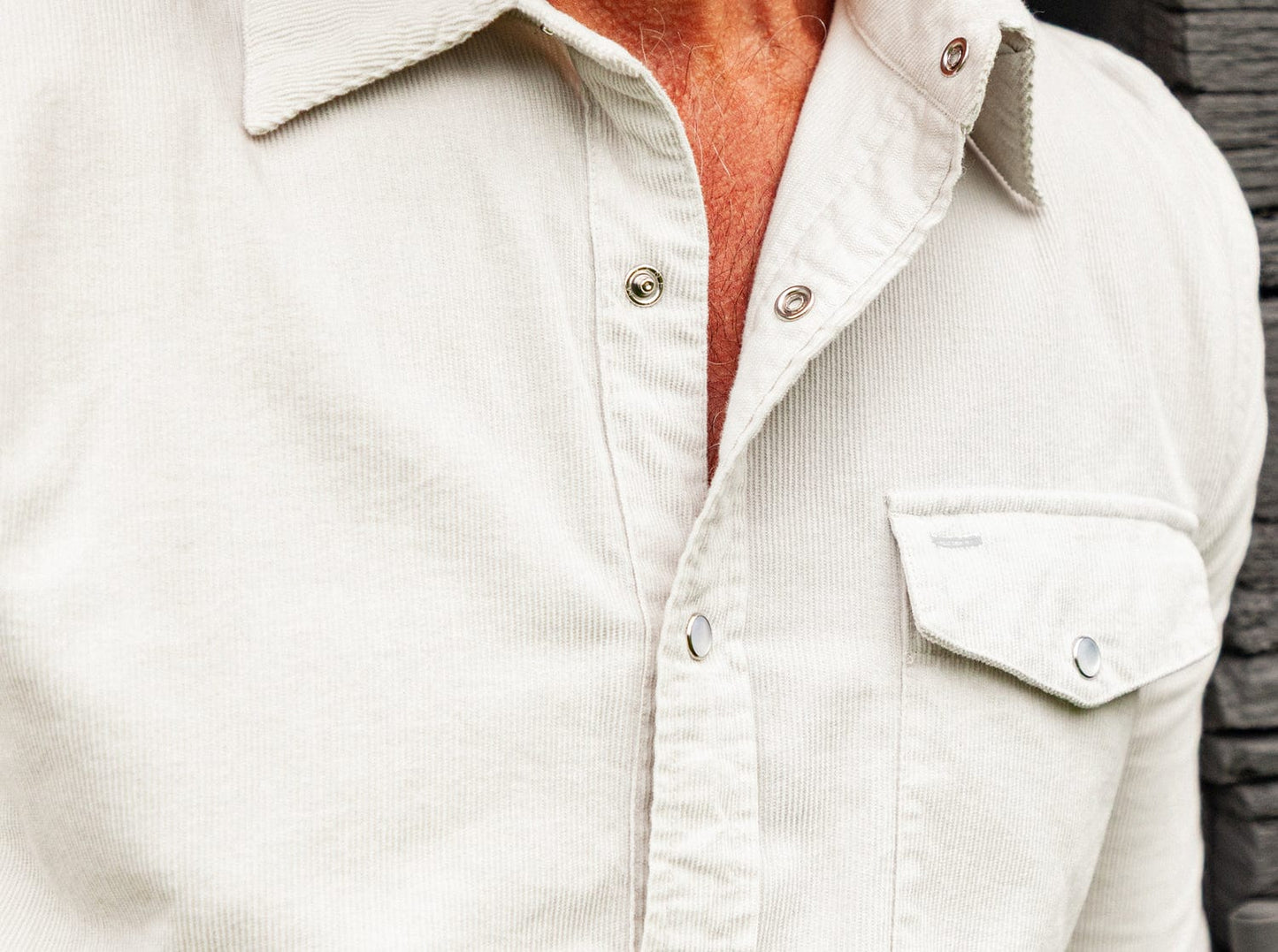 Corduroy Pearl Snap - Silver Fox