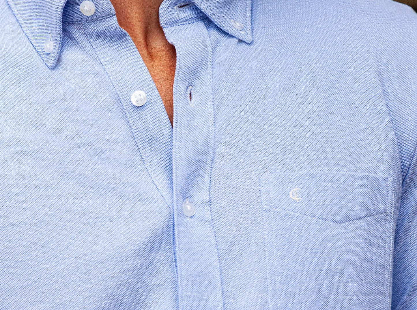 Oxford Knit Button Down - Light Blue