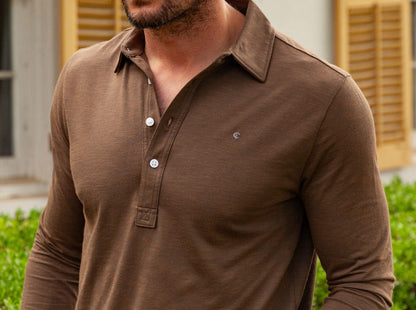 brrr° Long Sleeve Range Polo - Single Malt