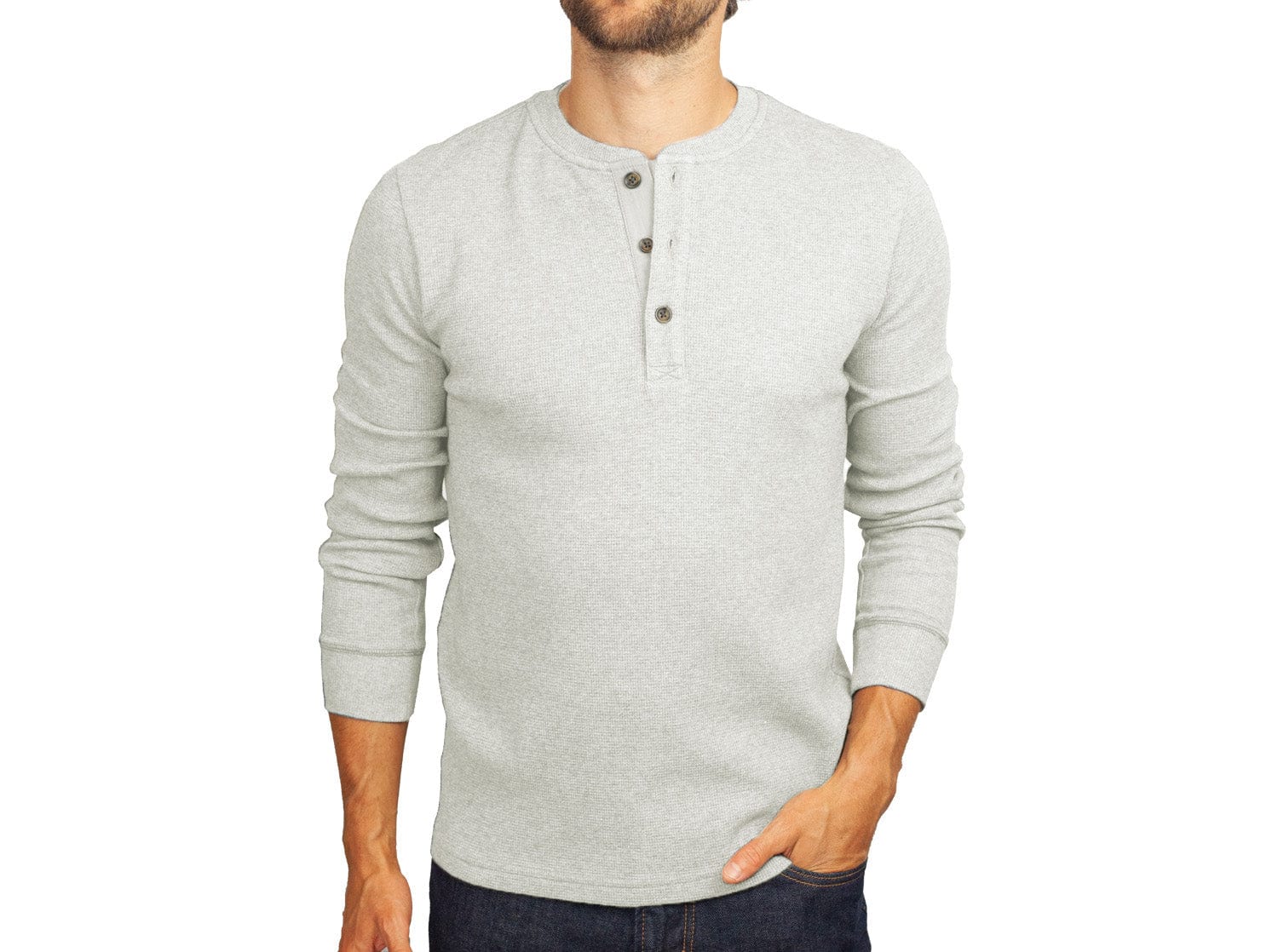 Waffle Henley - Heather Oatmeal