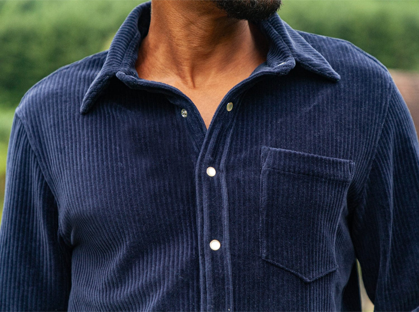 The Velour Pearl Snap - Navy