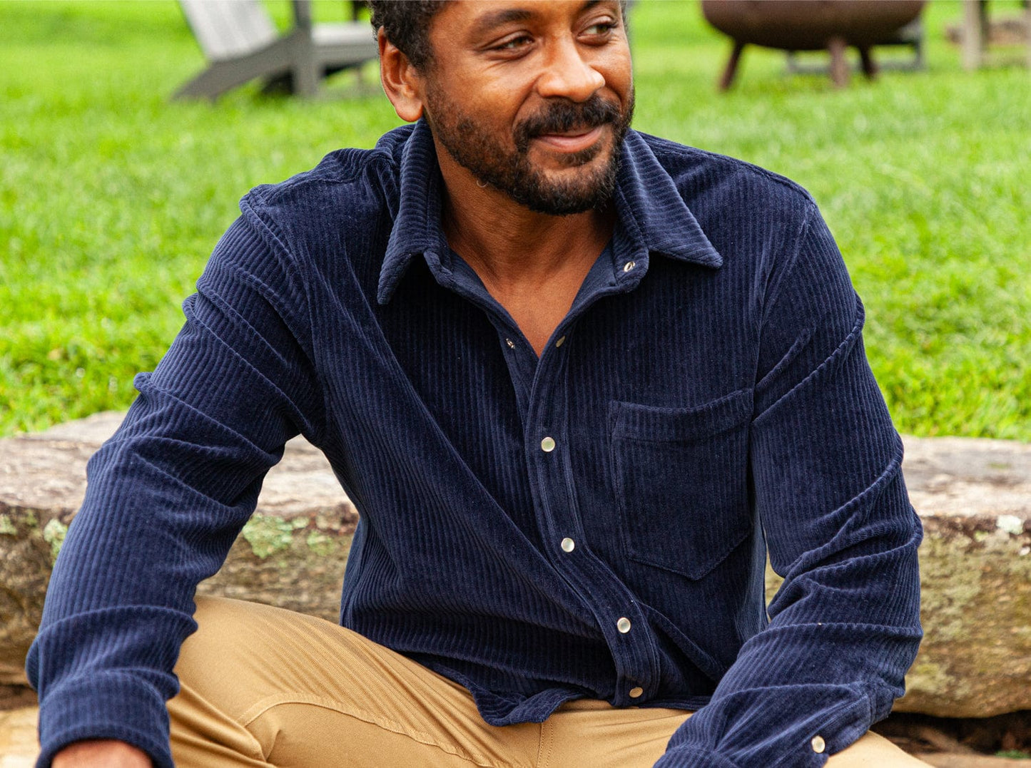 The Velour Pearl Snap - Navy