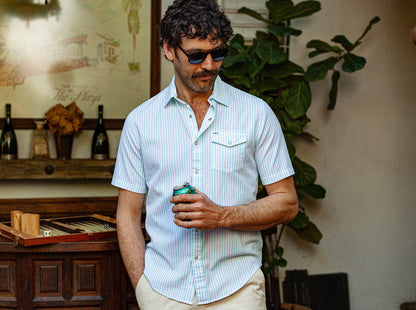 Short Sleeve Performance Pearl Snap - Gulf Seersucker