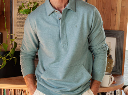 Collared Sweatshirt - Heather Lagoon