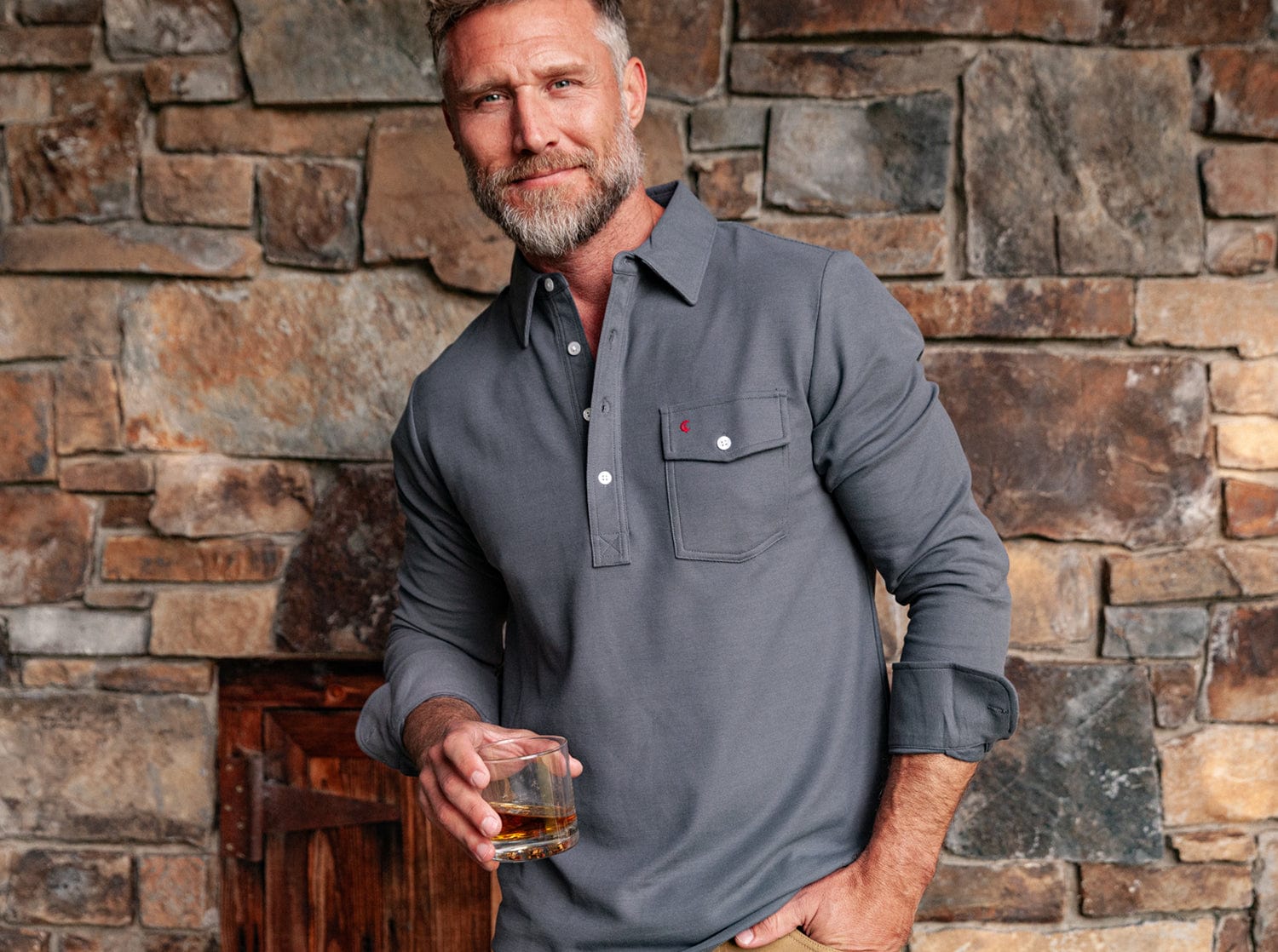 Criquet Long Sleeve Players Shirt in Blue Steel, view 3 - Secondary