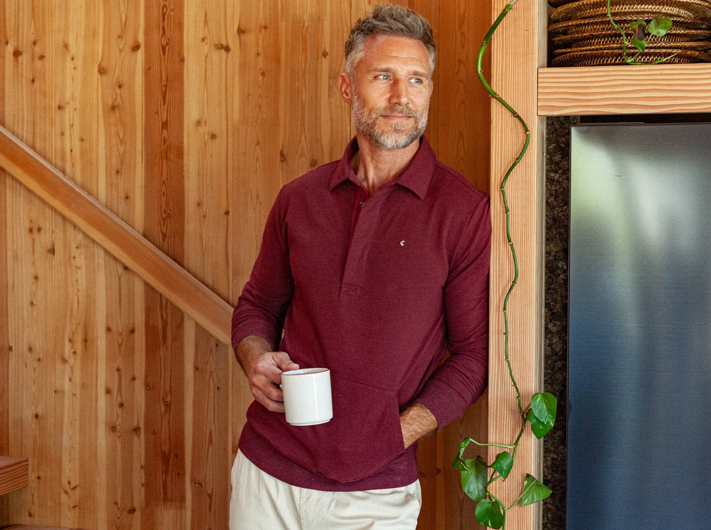 Collared Sweatshirt - Heather Light Burgundy