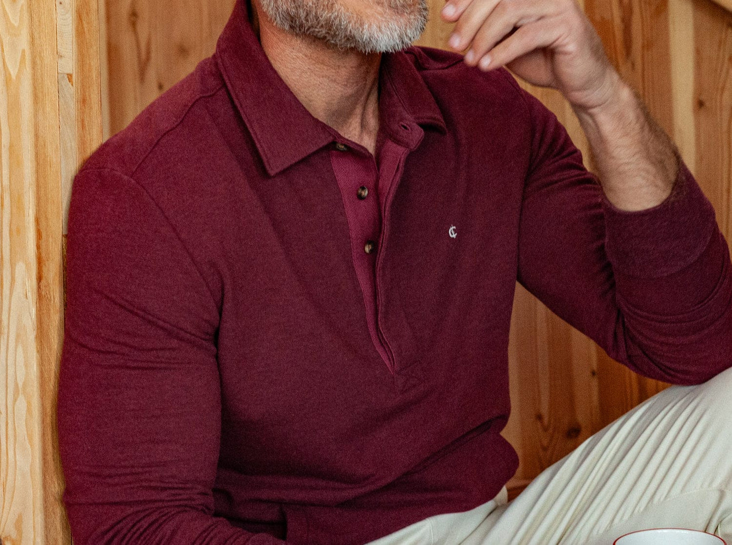 Collared Sweatshirt - Heather Light Burgundy