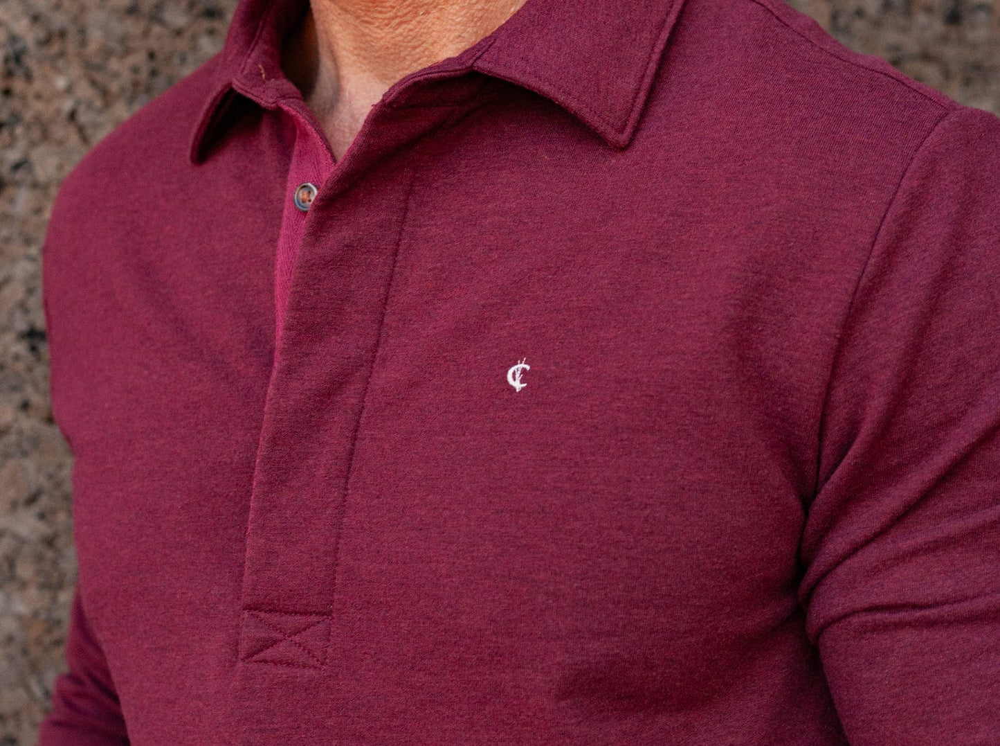 Collared Sweatshirt - Heather Light Burgundy