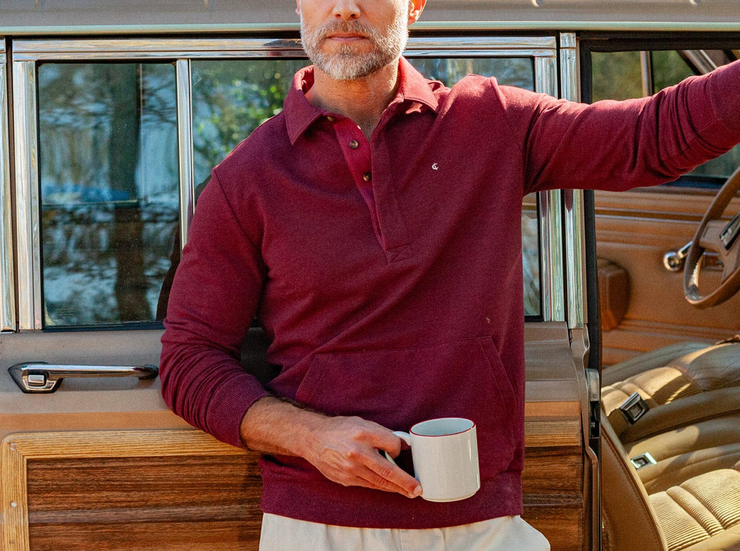 Collared Sweatshirt - Heather Light Burgundy