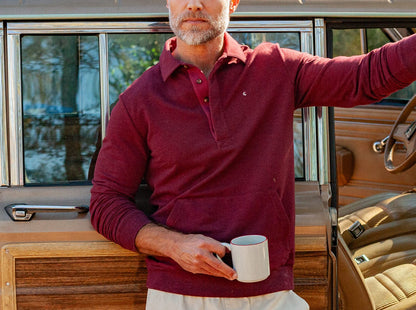 Collared Sweatshirt - Heather Light Burgundy