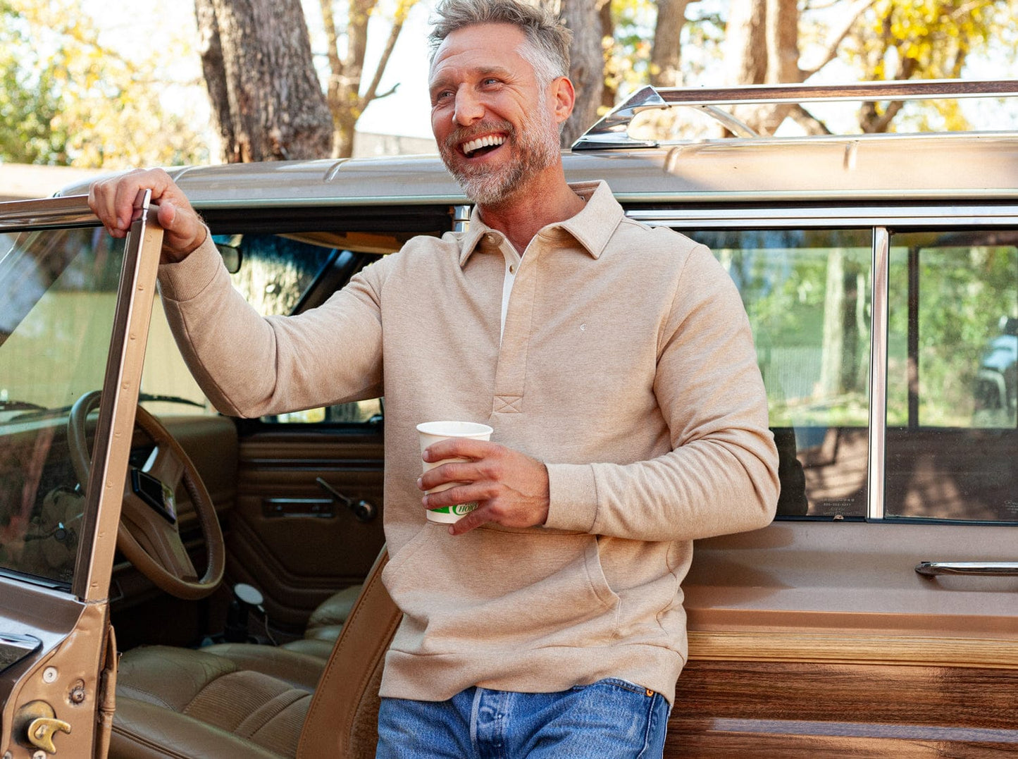 Collared Sweatshirt - Heather Camel