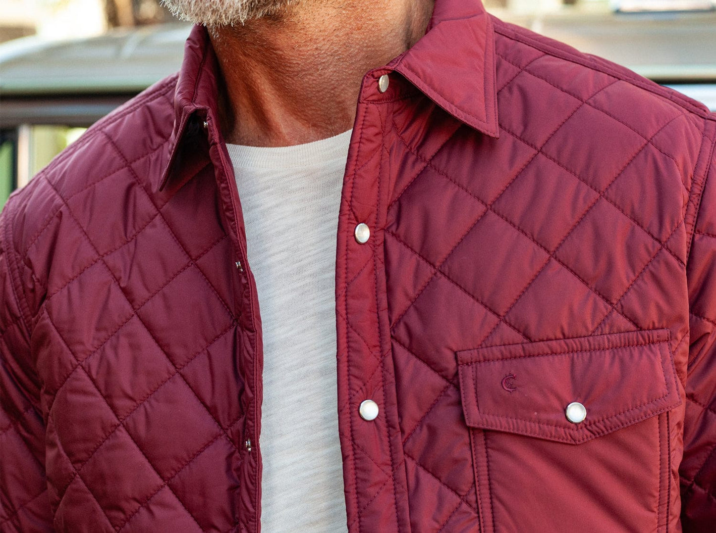 Quilted Shacket - Maroon