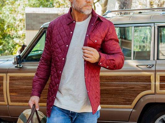 Quilted Shacket - Maroon