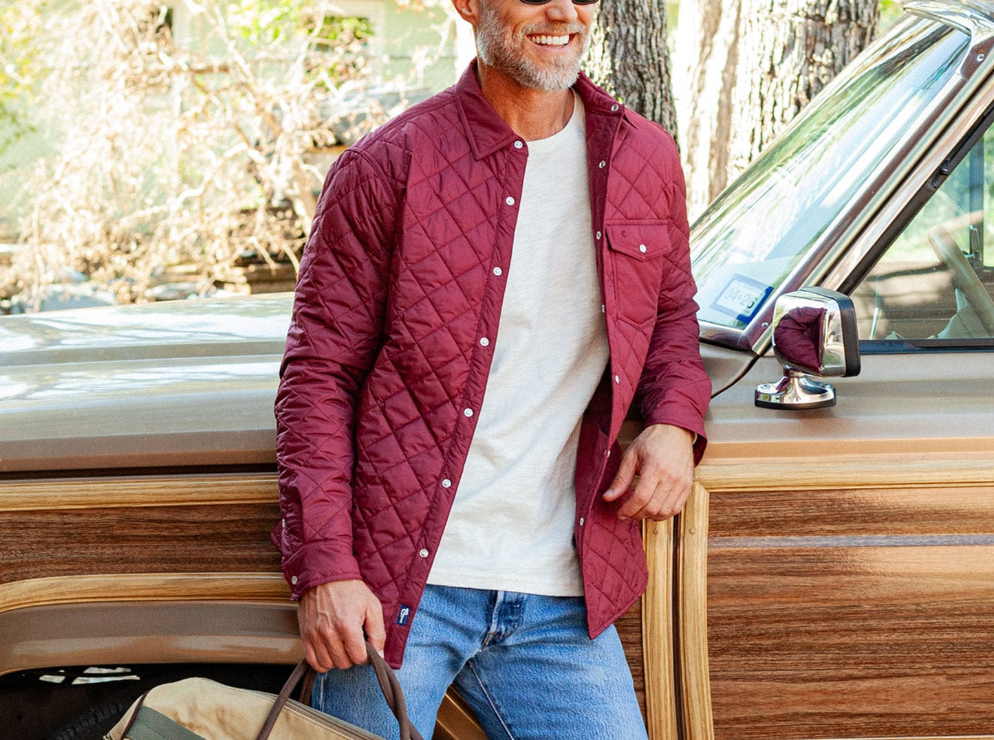 Quilted Shacket - Maroon