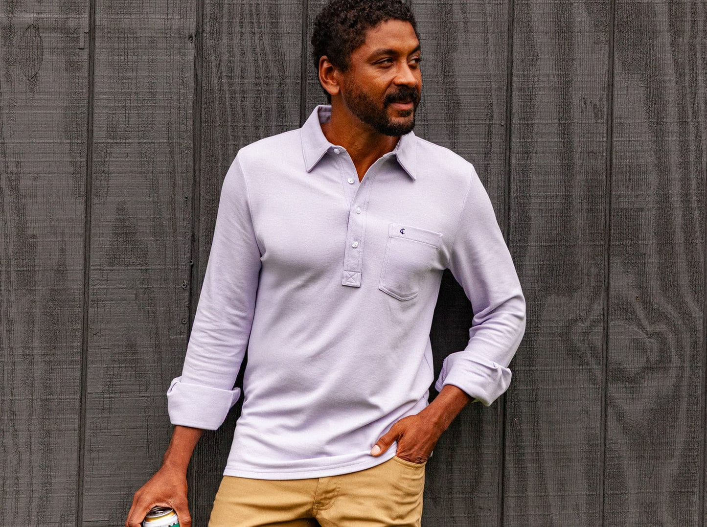 Slim Fit Long Sleeve Players Shirt - Morning Glory