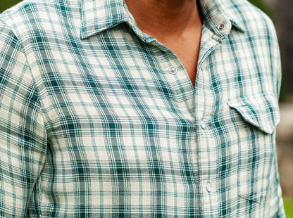 Double Cloth Flannel Pearl Snap - Ronan Plaid - Cream