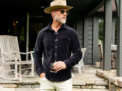 The Velour Pearl Snap - Black Stallion