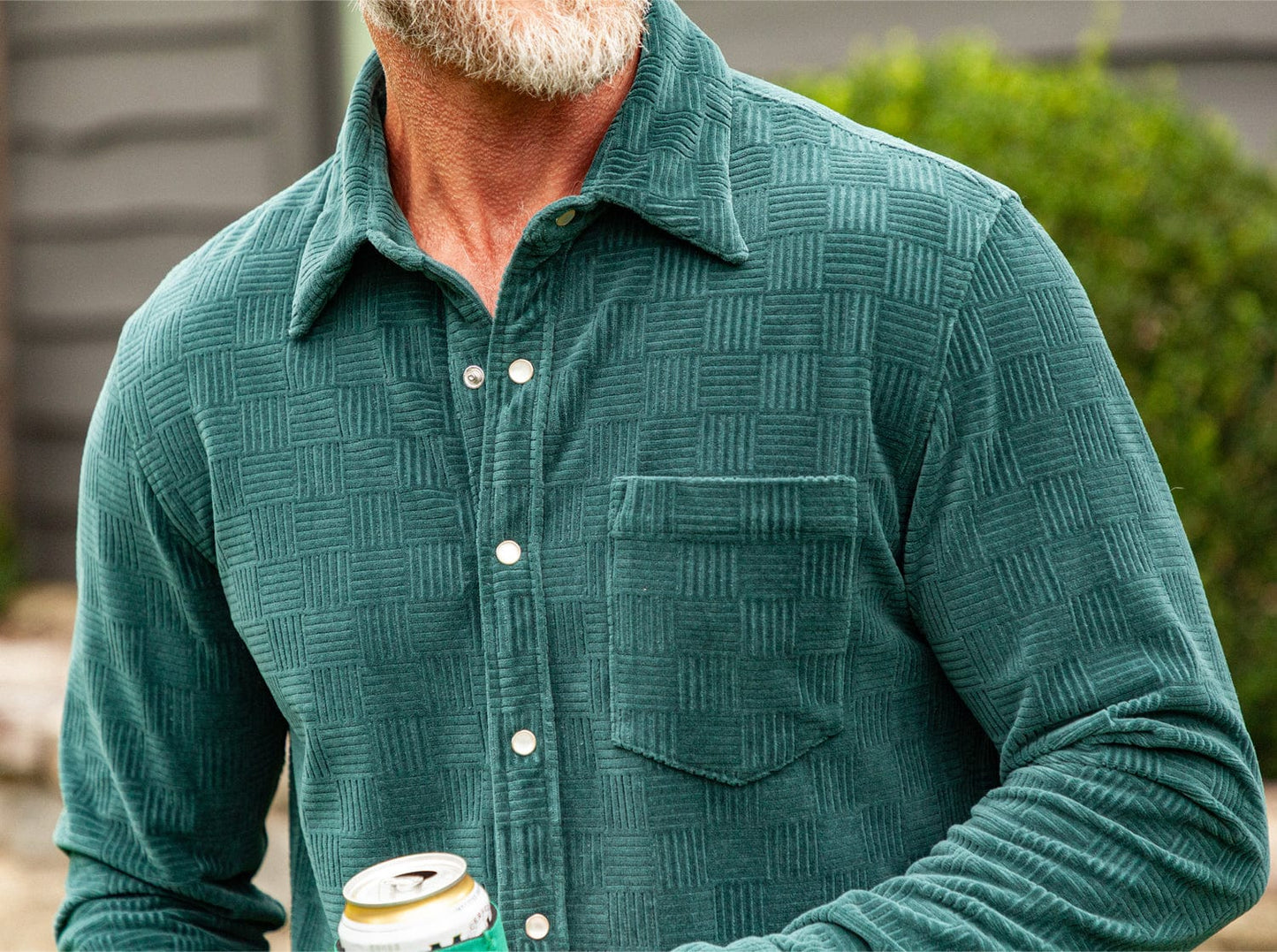 The Velour Pearl Snap - Jacquard - Pine