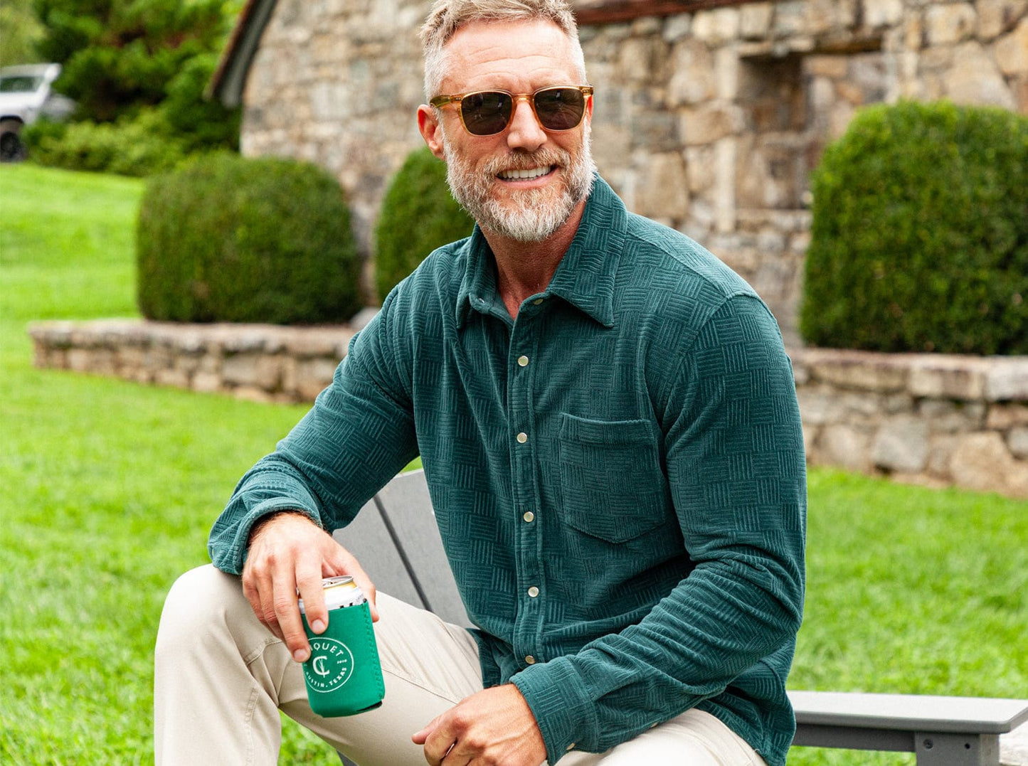 The Velour Pearl Snap - Jacquard - Pine