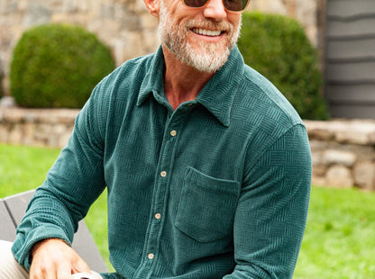 The Velour Pearl Snap - Jacquard - Pine