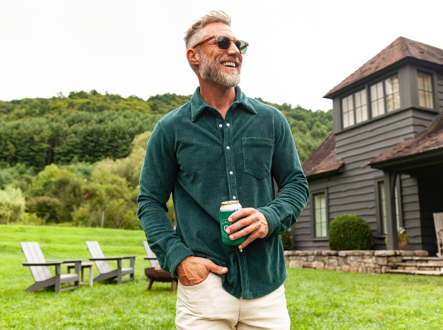 The Velour Pearl Snap - Jacquard - Pine