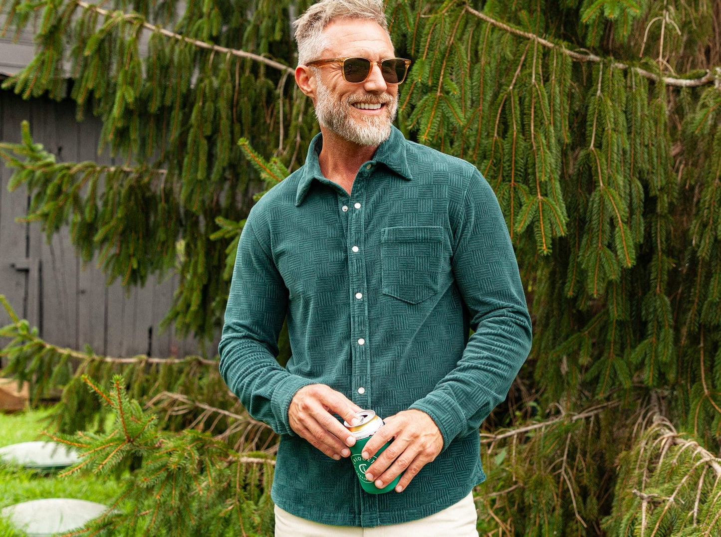 The Velour Pearl Snap - Jacquard - Pine