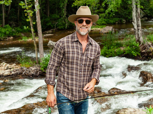 Double Cloth Flannel Pearl Snap - Ronan Plaid - Brown