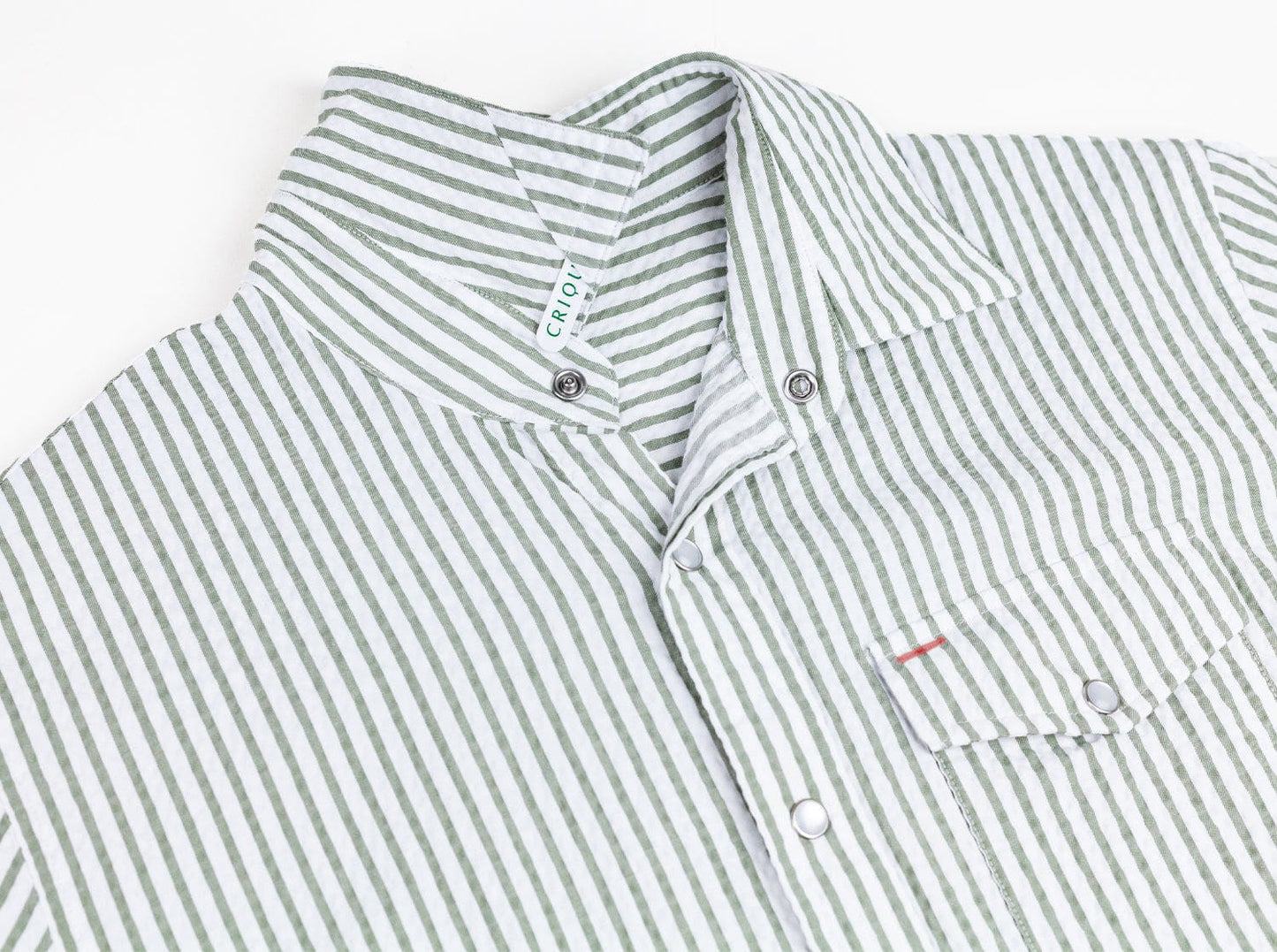 Short Sleeve Performance Pearl Snap - Sage Seersucker