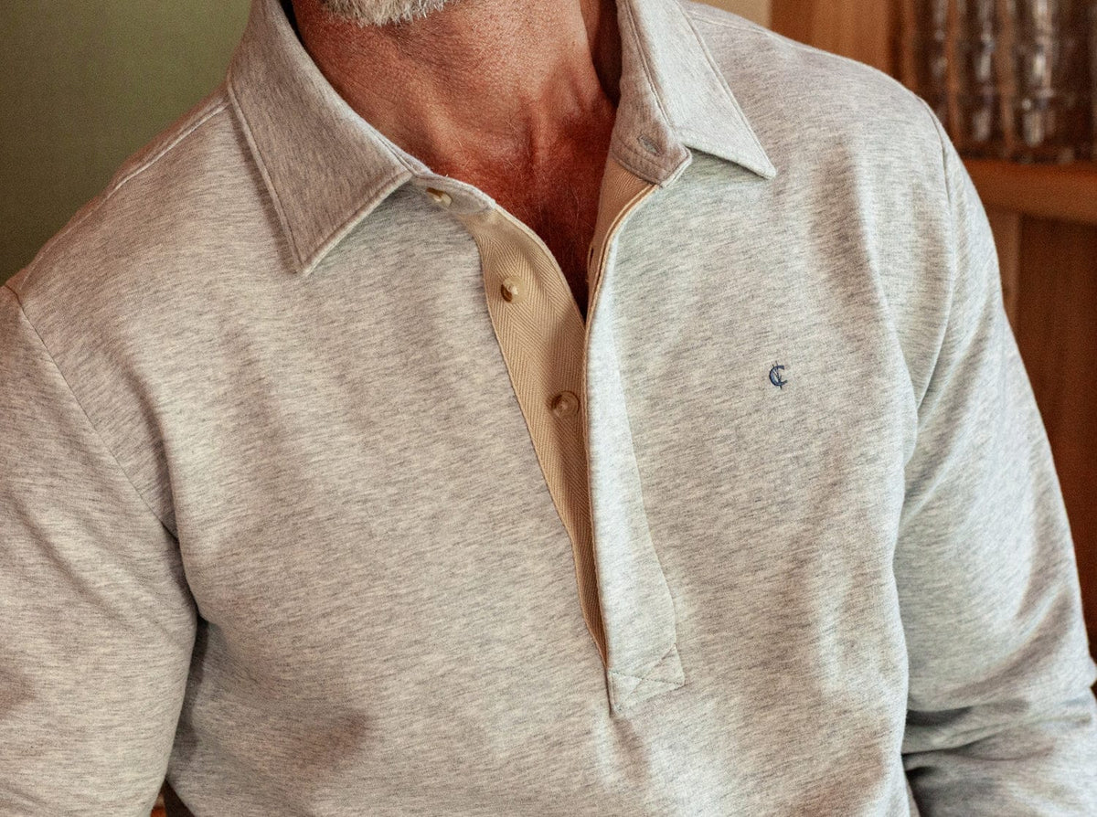 Criquet Collared Sweatshirt in Heather Light Gray, view 6