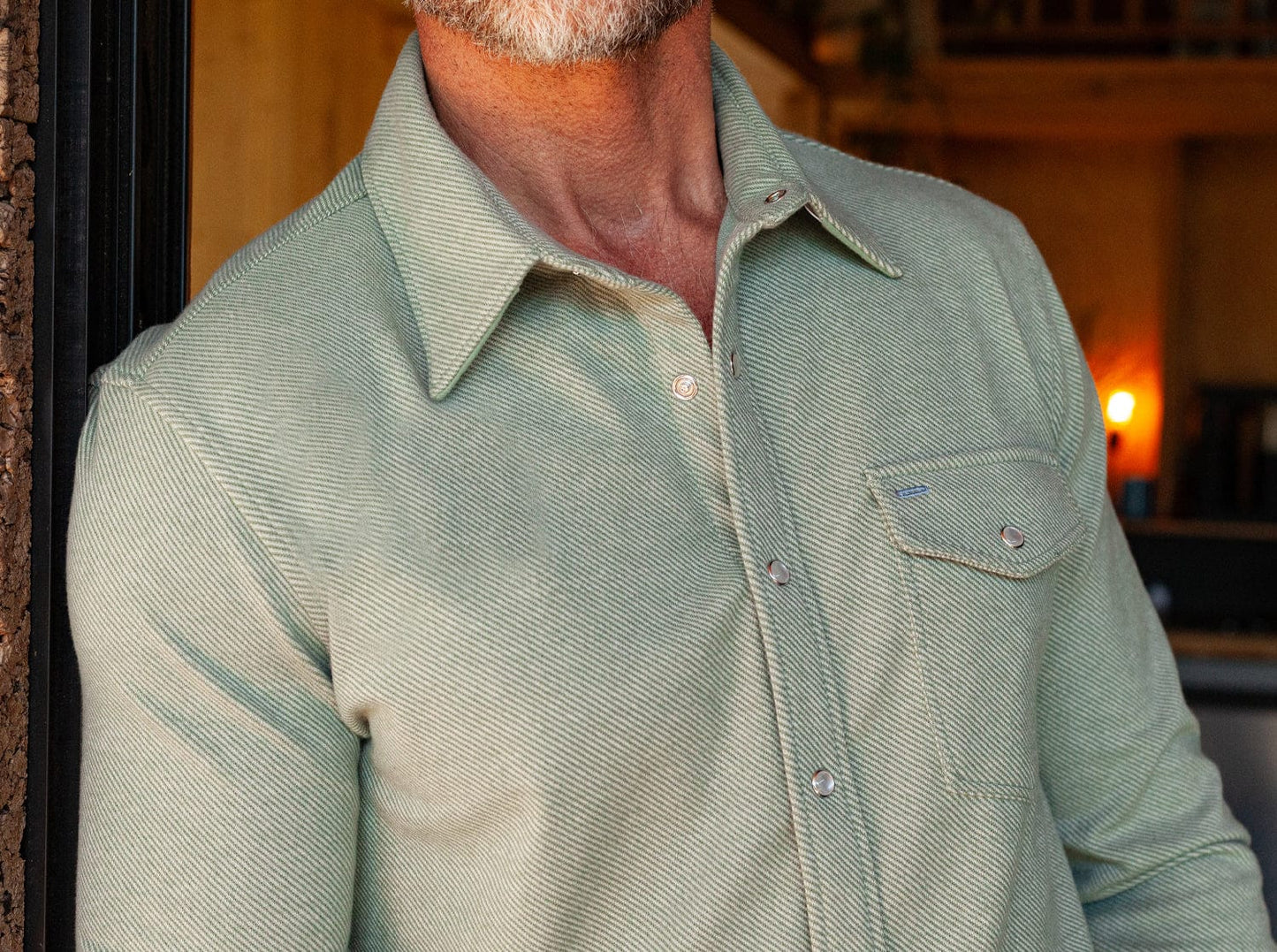 Chill-Knit Twill Pearl Snap - Olive