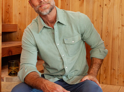 Chill-Knit Twill Pearl Snap - Olive