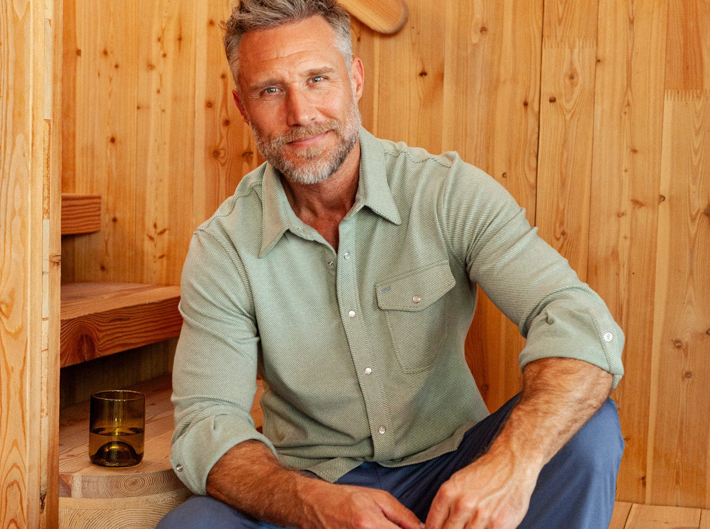 Chill-Knit Twill Pearl Snap - Olive