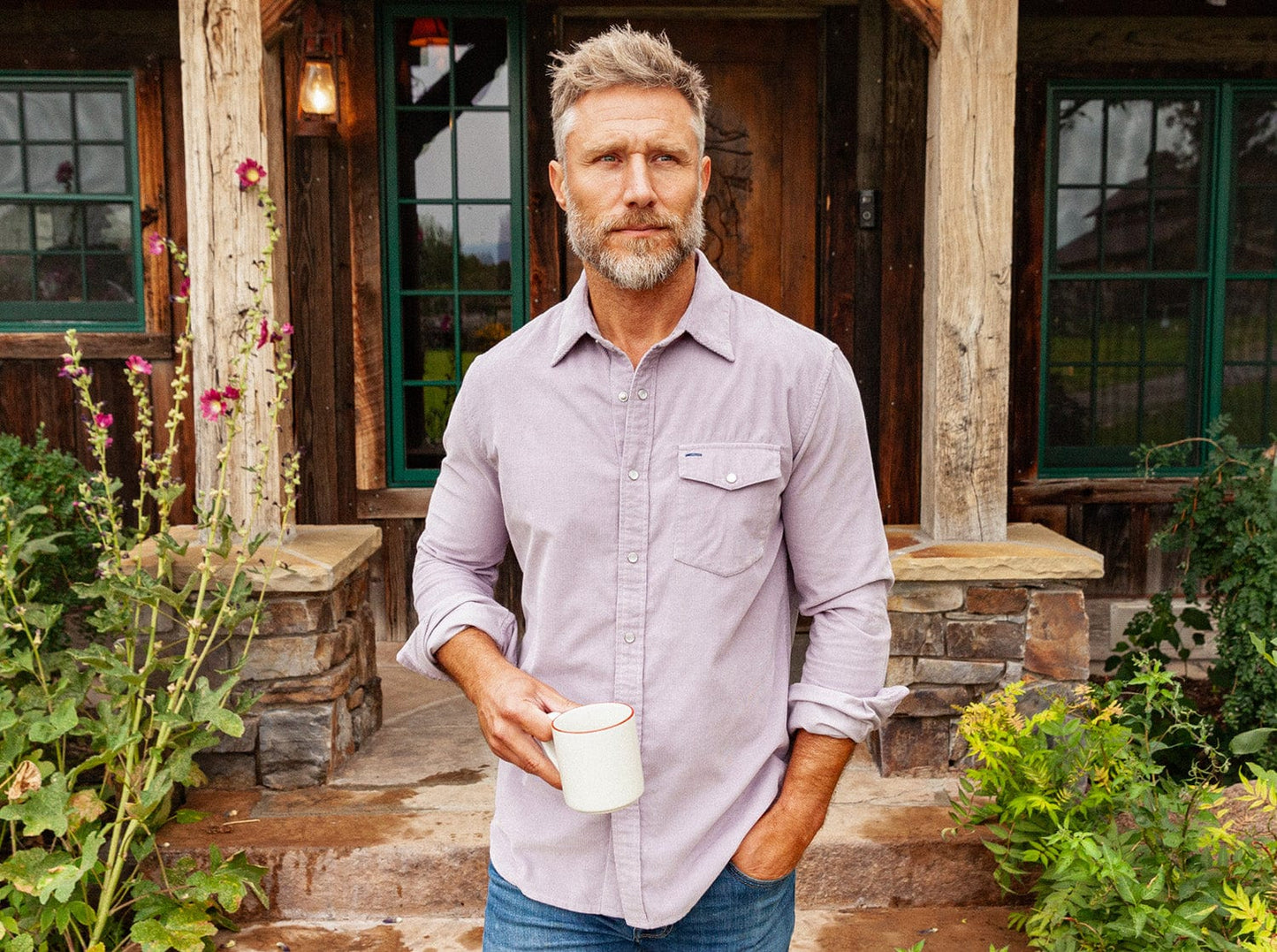 Corduroy Pearl Snap - Lavender Field