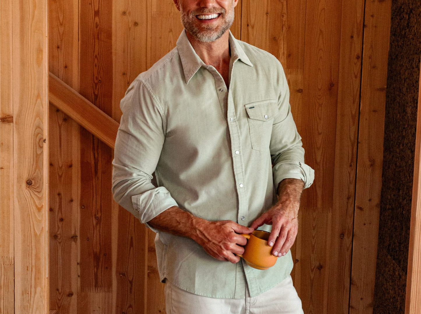 Corduroy Pearl Snap - Desert Sage