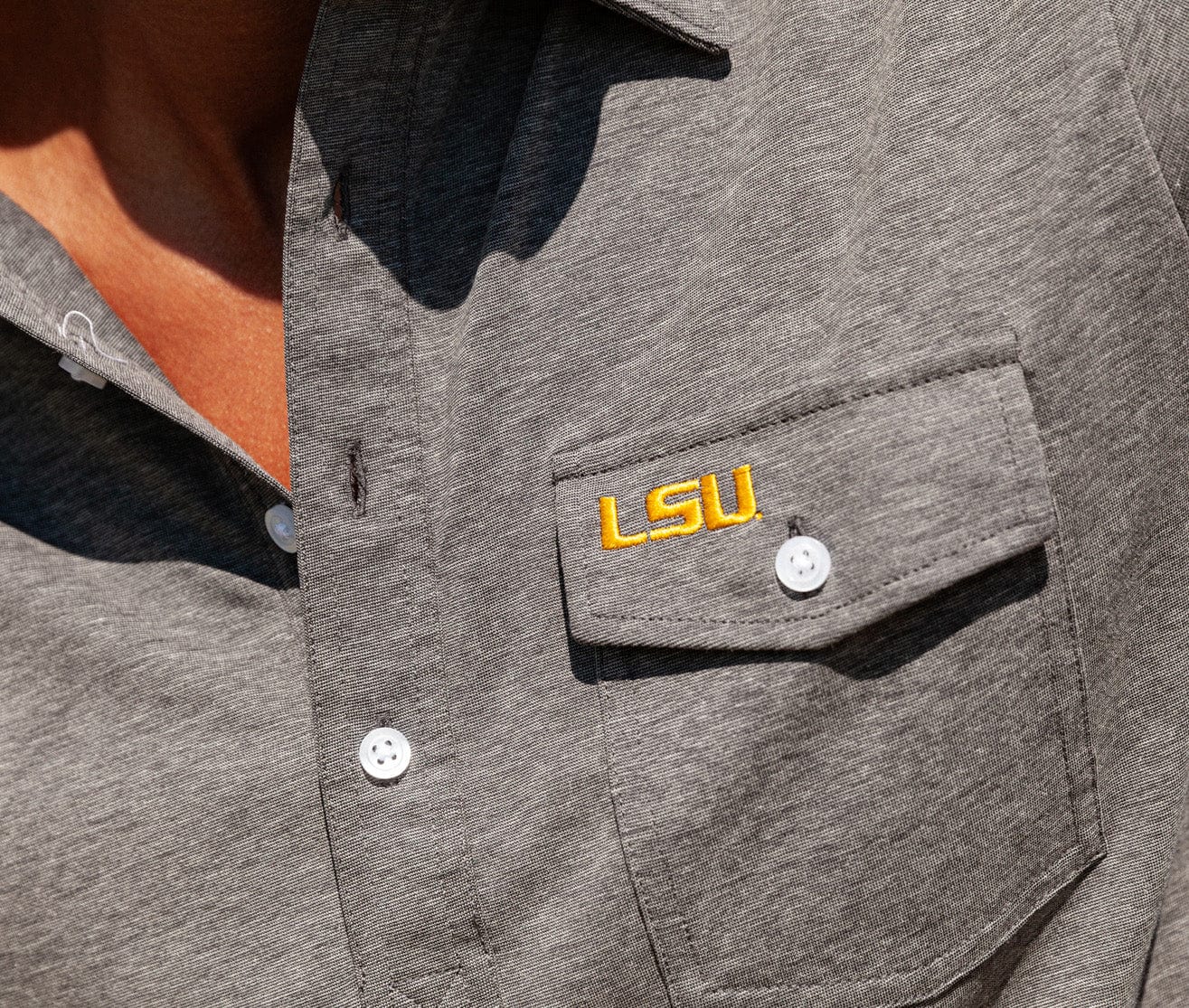 LSU - Coach's Performance Players Shirt - LSU - Heather Gray - Secondary