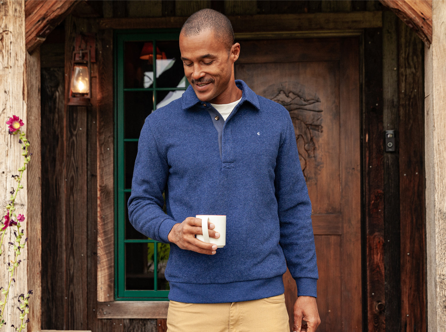 Terry Fleece Collared Sweatshirt - Navy - Secondary