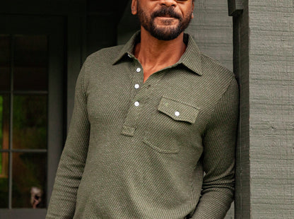 Houndstooth Long Sleeve Players Shirt - Pine