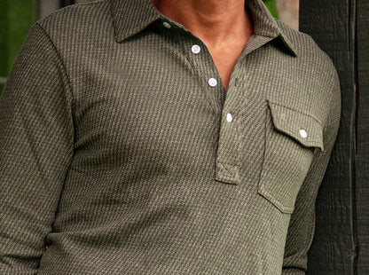 Houndstooth Long Sleeve Players Shirt - Pine